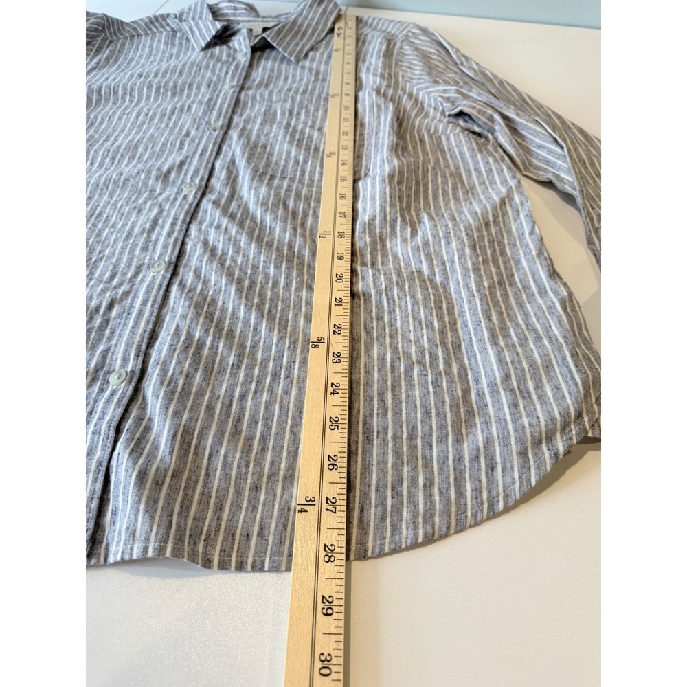 Lucky Brand Button Up Shirt Womens 1X Blue Striped Button Back Coastal Nautical - Picture 8 of 10
